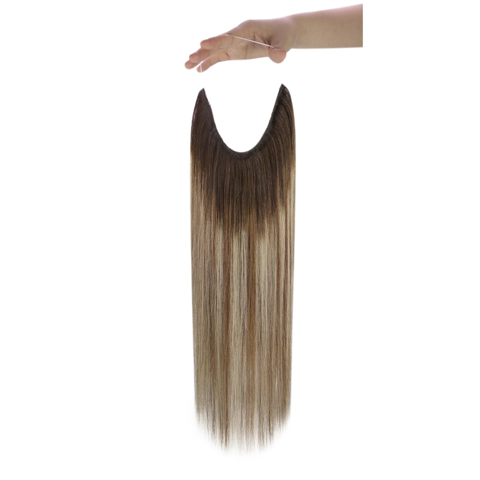 Ugeat 12 Inch Balayage Wire Hair Extensions Balayage Dark Brown To Medium With Bleach Blonde Wire Hair Extensions Human Hair Bal