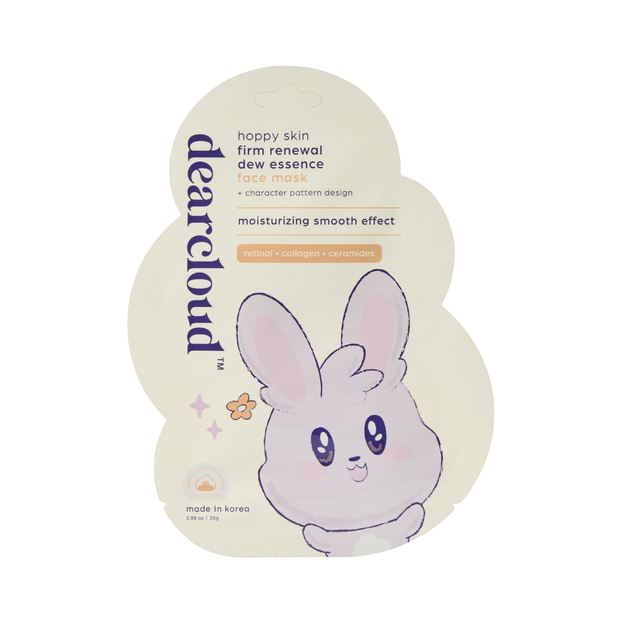 dearcloud Hoppy Skin Firm Renewal Dew Essence Face Mask, Korean Sheet Mask - Collagen, Retinol & Ceramides (3 Pack)