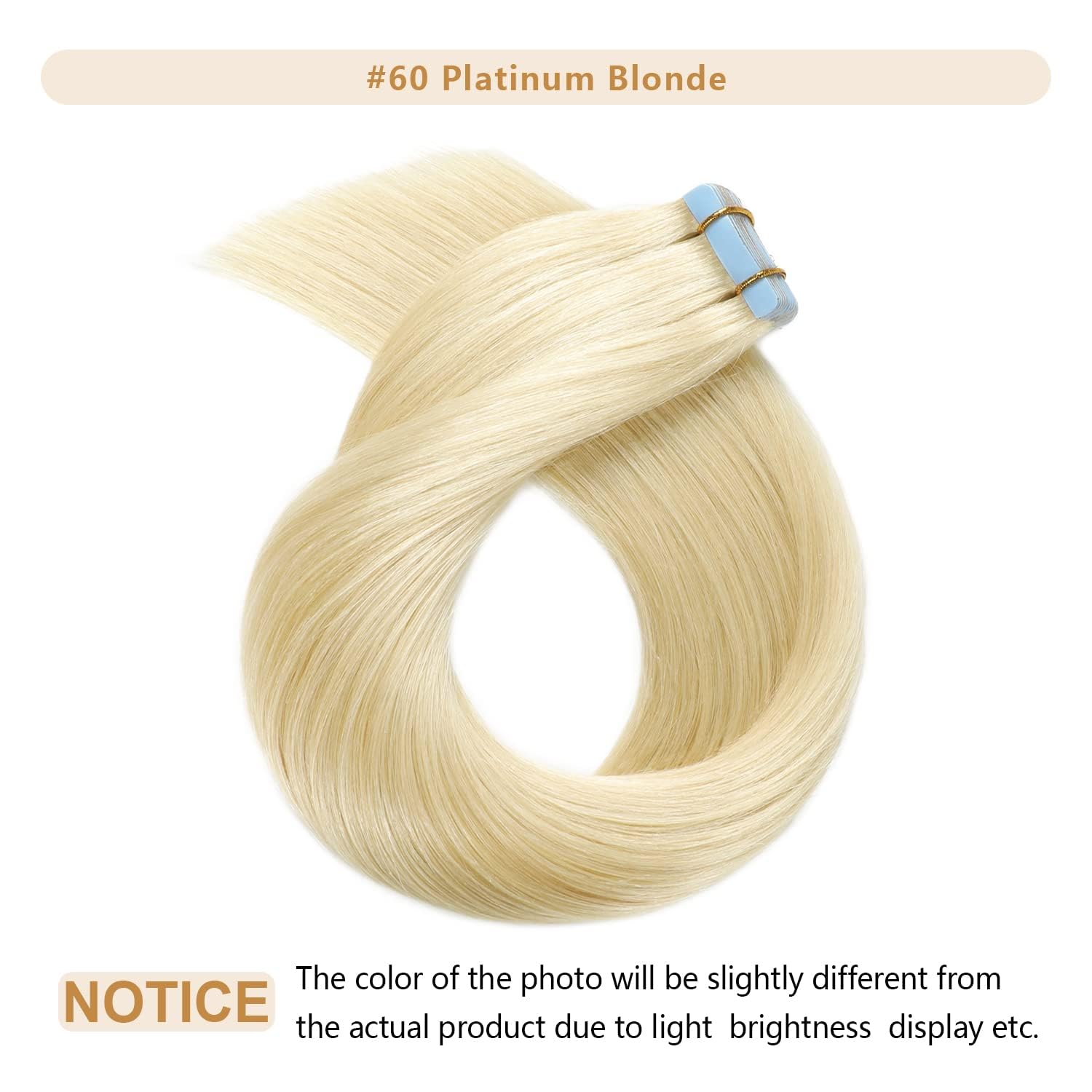 Yilite Glue In Brazilian Human Hair Blonde Tape Hair Extensions 24 Inch Skin Weft Hair Extensions Color 60 Platinum Blonde(24 In