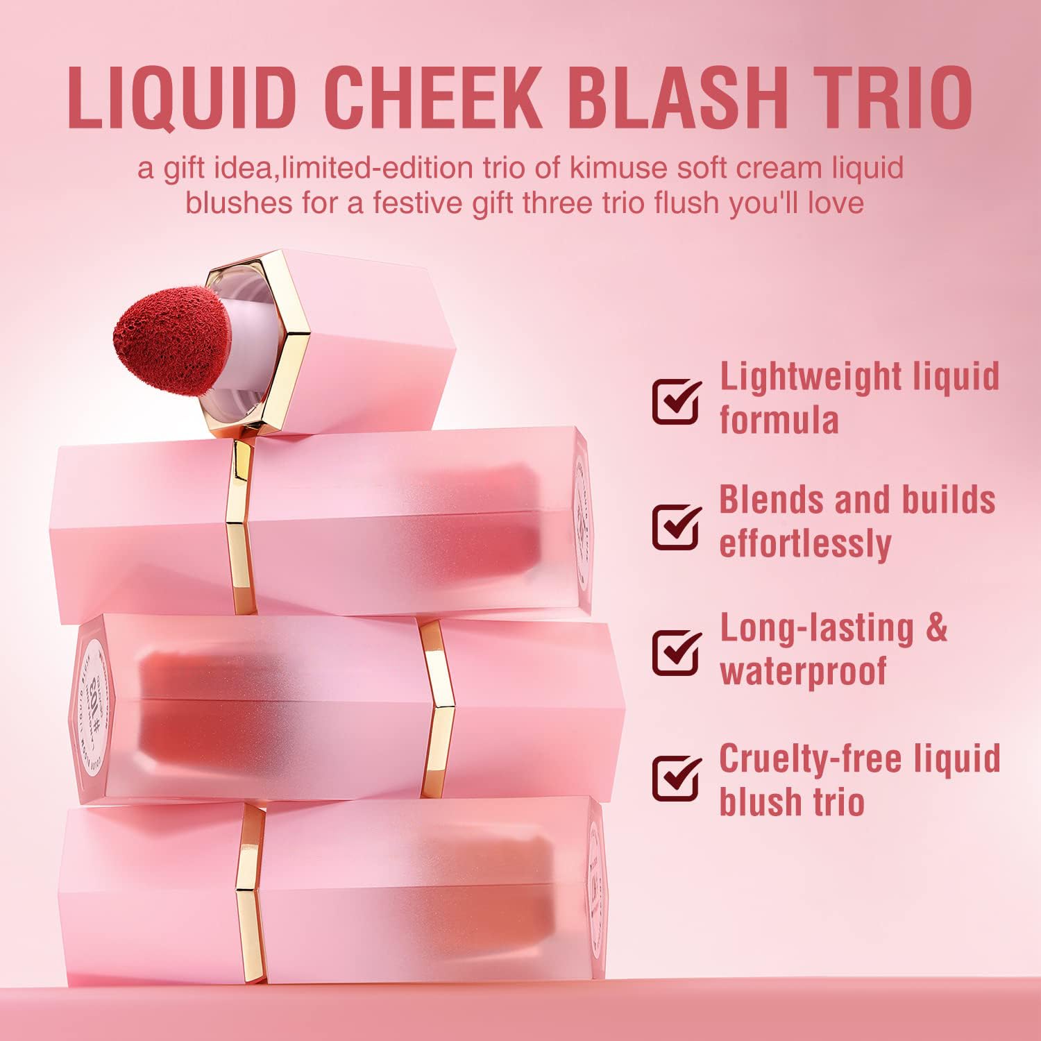 Cheek Gel Cream Liquid Blush Makeup, Soft Lightweight Breathable Feel, Long-Wearing, Smudge Proof, Natural-Looking, Skin Tint Bl
