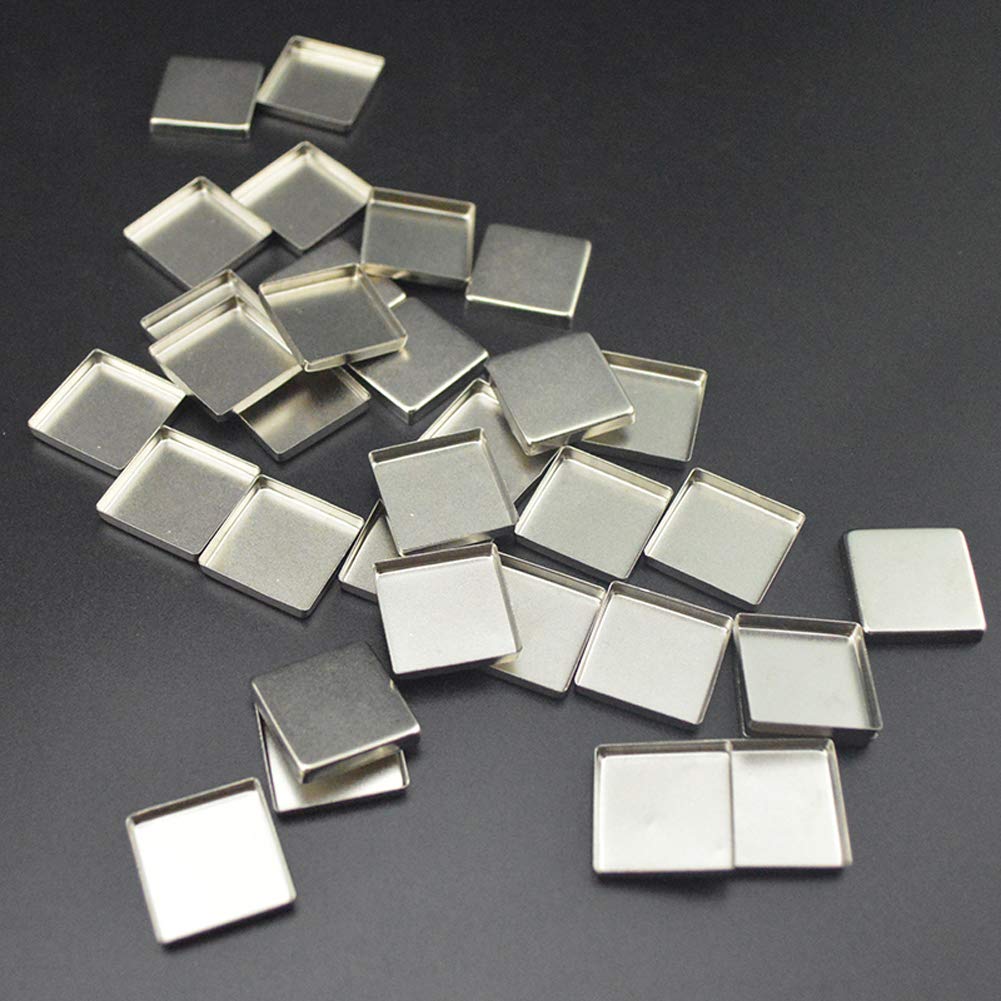 30 Pieces Empty Square Metal Tin Palette Pans Empty Square Metal Pans Cosmetic Eyeshadow Pans For Eyeshadow Palette Magnetic Mak