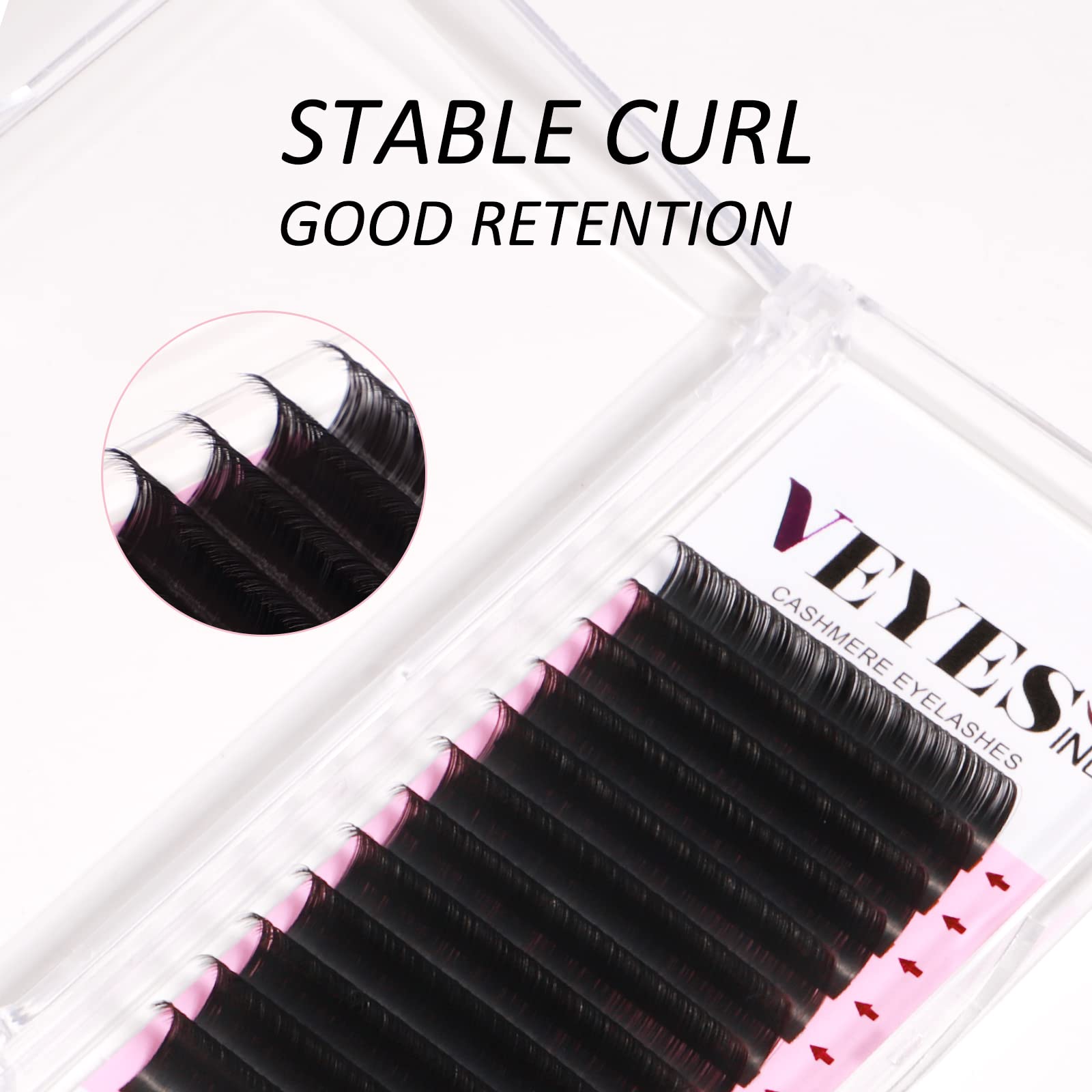 Veyes Inc Cashmere Volume Lash Extensions C Cc D Dd Ld L B J M Curl 0.03-0.20 Thickness 5-25Mm, Super Matte Black Individual Eye