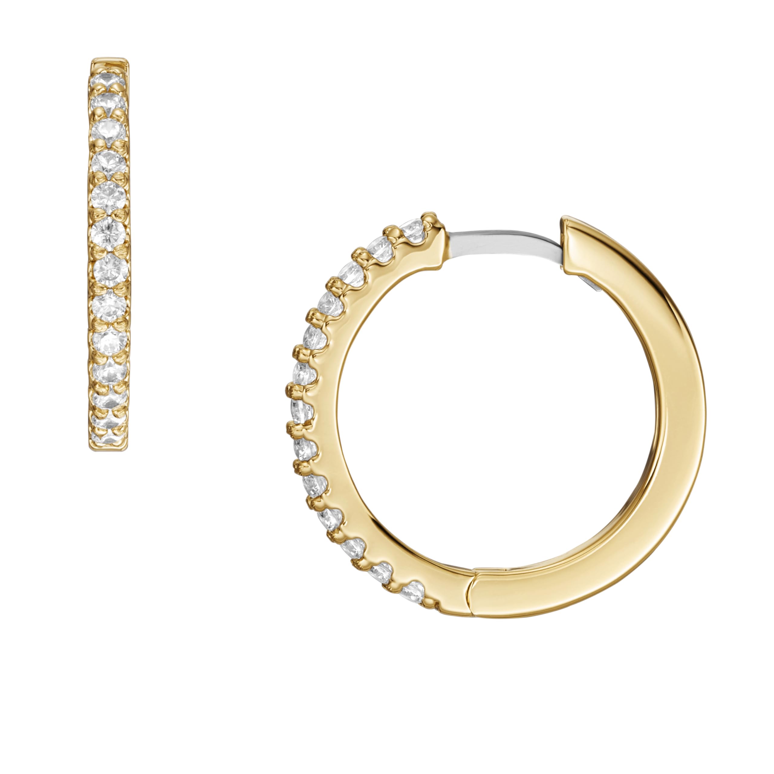 Fossil Womens Gold-Tone Brass Glitz Hoop Earrings, Color: Gold (Model: JA7215710)