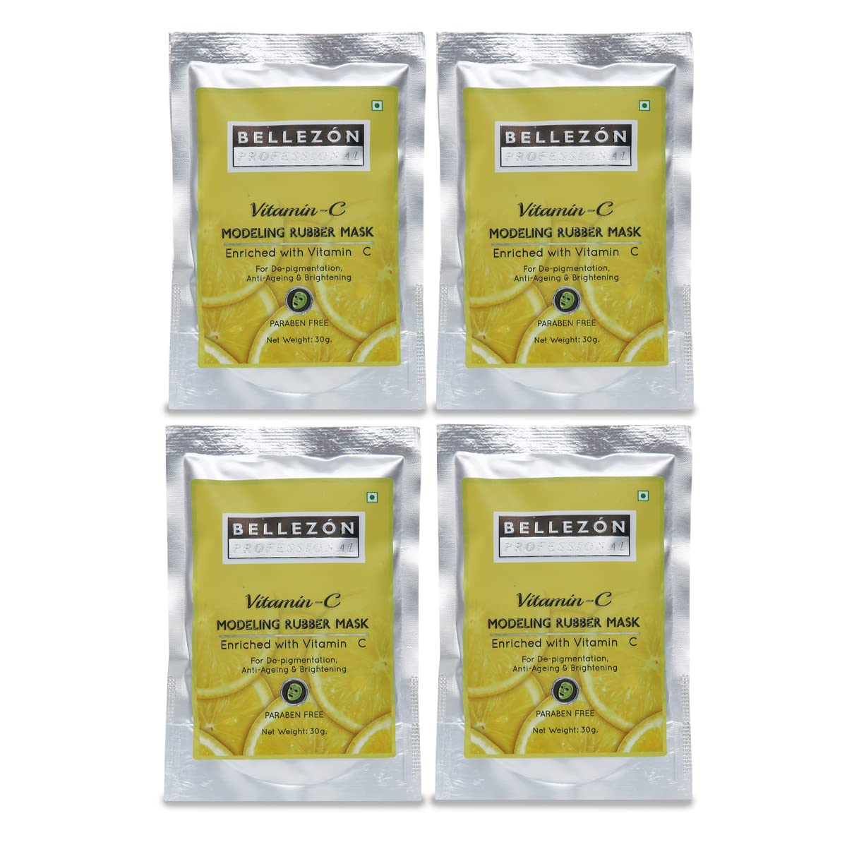 Bellezon Professional Vitamin C Modelling Rubber Mask Pack Of 4 | Face Mask| Paraben Free | Vitamin C | Depigmentation | AntiAg