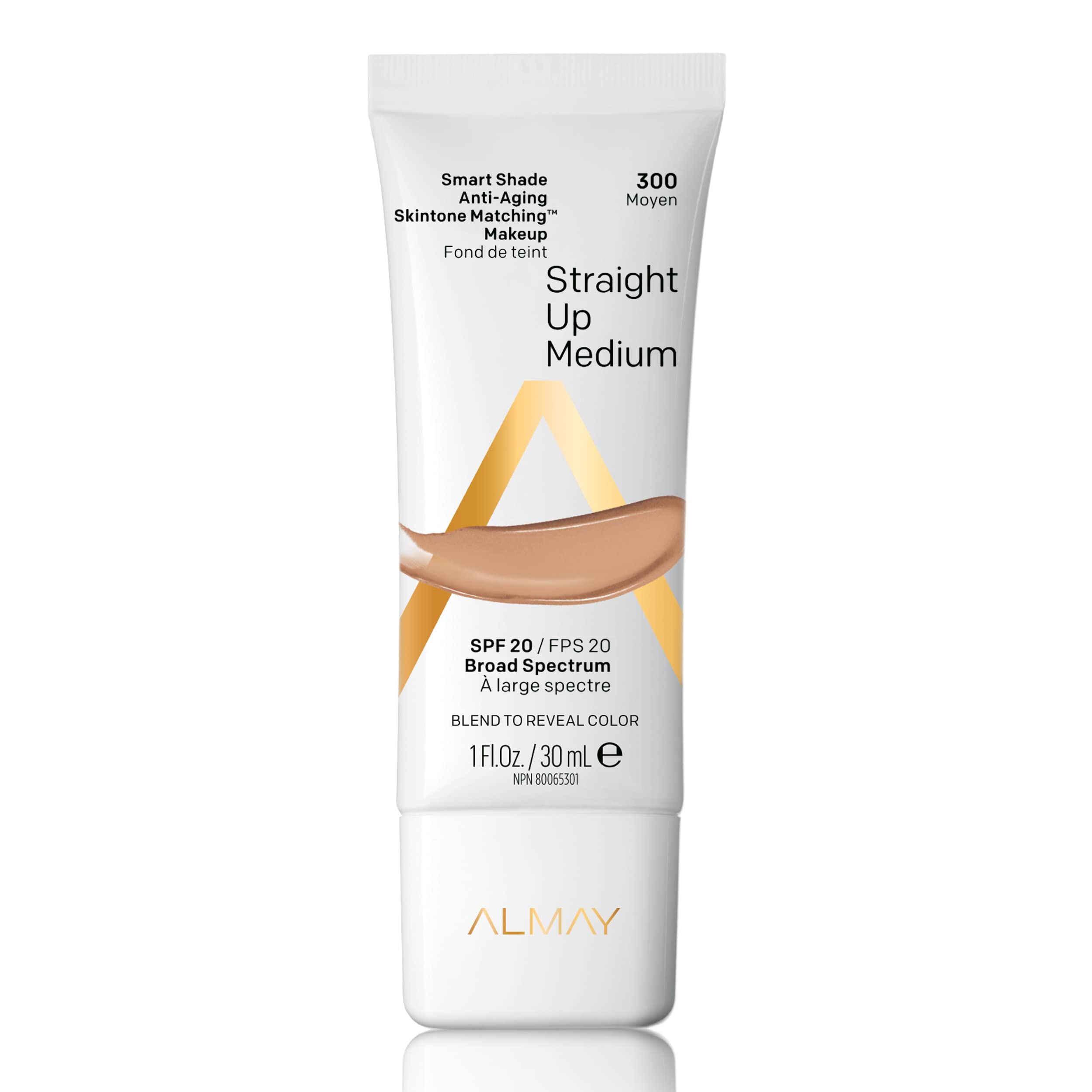 Almay AntiAging Foundation, Smart Shade Skintone Matching Makeup, Natural Finish with SPF 20, HypoallergenicFragrance Free, Der