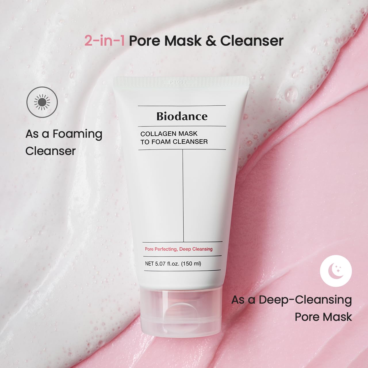 BIODANCE Collagen Mask To Foam Cleanser, Face Wash for Women, 2-in-1 Pore Mask and Hydrating Foaming Facial Cleanser for Sensiti
