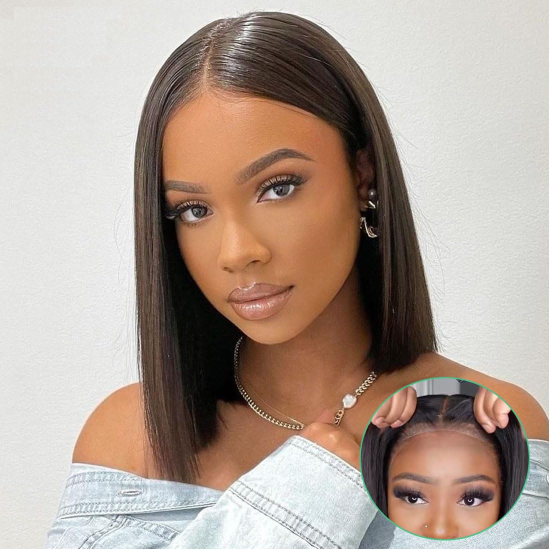 Wavymy 6x4 Glueless Bob Wigs Human Hair Straight Wear and Go Glueless Wig 180% Density HD Lace Front Wigs Human Hair Middle Part