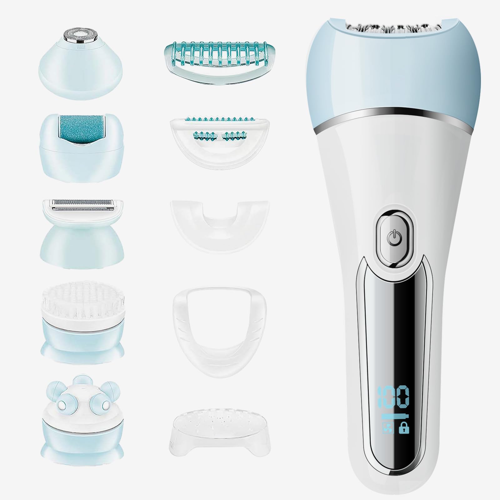 Epilator For Women, 6 In 1 Hair Removal Epilator, Shaver, Face Razor, Facial Brush, Face Massage And Body Exfoliator,Ipx7 Waterp