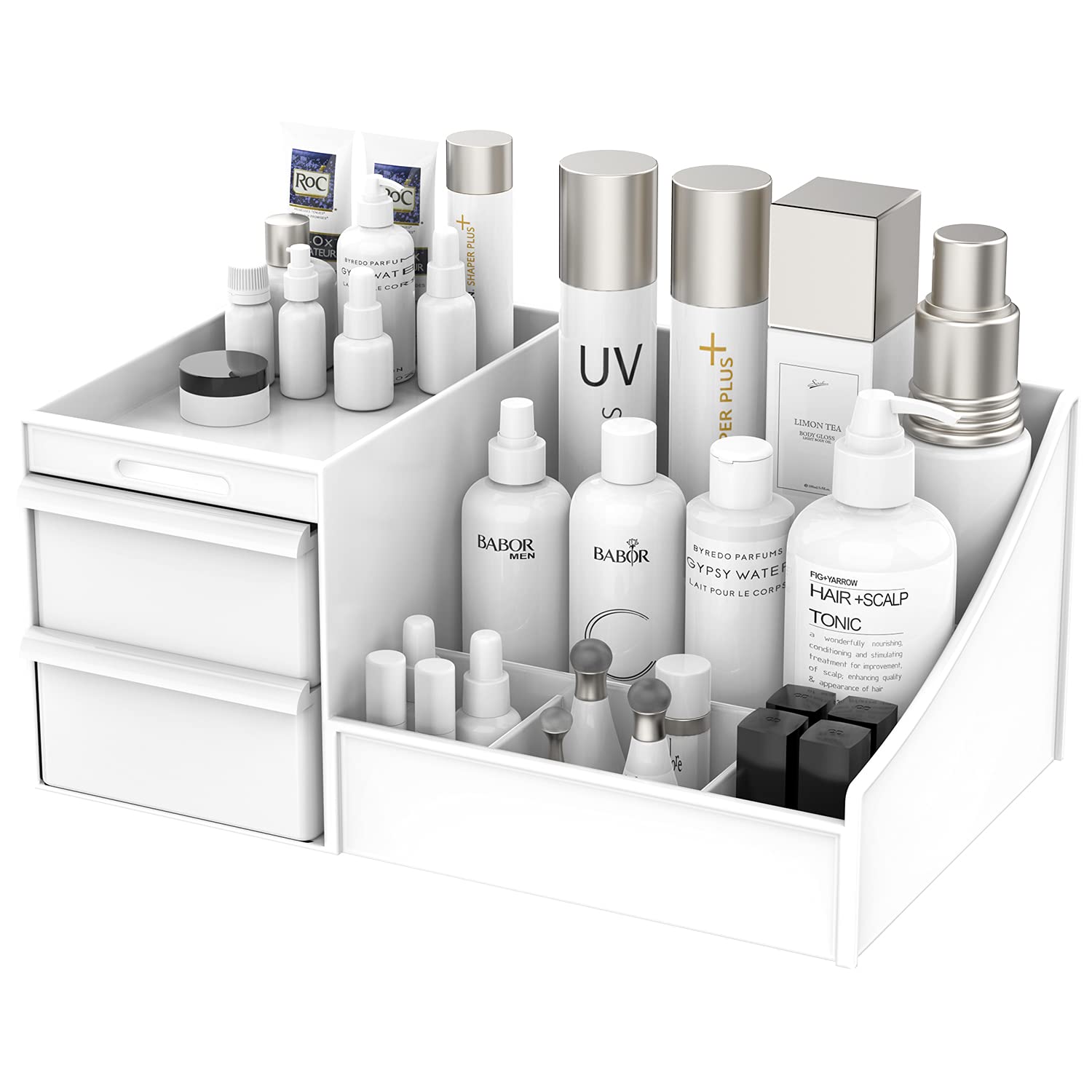 Makeup Desk Cosmetic Storage Box Organizer With Drawers For Dressing Table, Countertop, Bathroom Counter, Elegant Vanity Holder