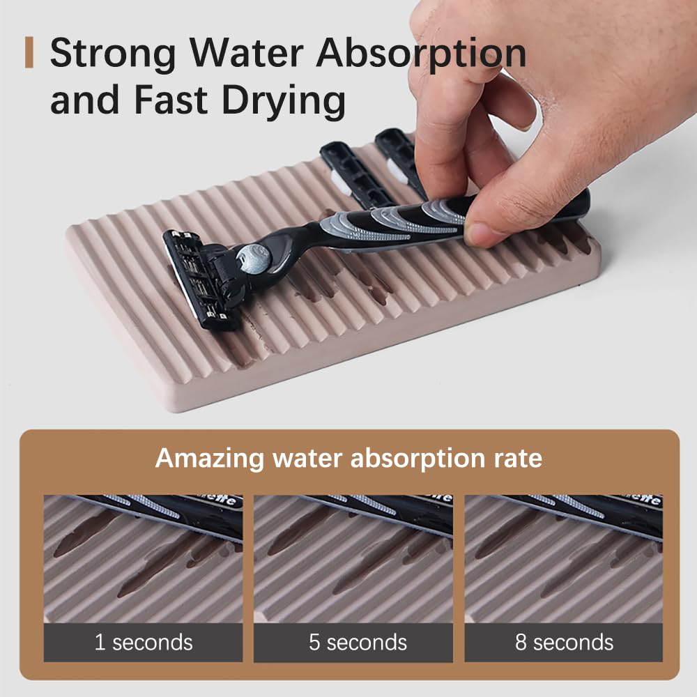 NICITY Diatomite Razor Holder for Shower,Water Absorption Fast Drying Natural Diatomite Tray for Razor Soap Shaving Cream Foam B