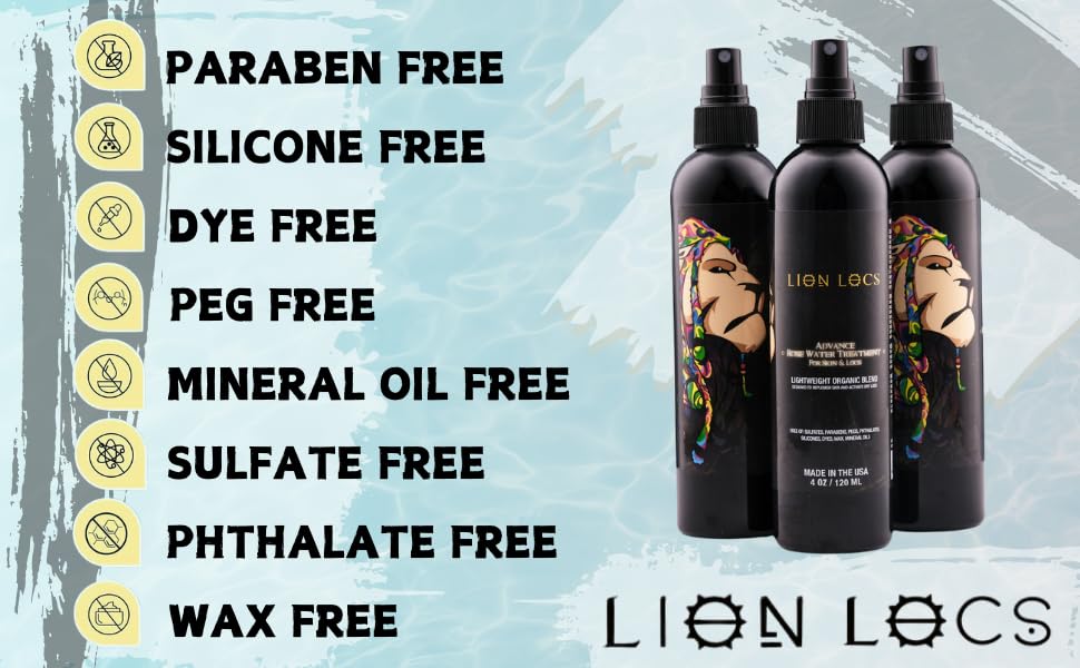 Lion Locs Rosewater Spray For Dreads, Dreadlocks, Braids, Faux Locs, Crochet Locs, Sisterlocks With Aloe, Essential Oils, Vitami