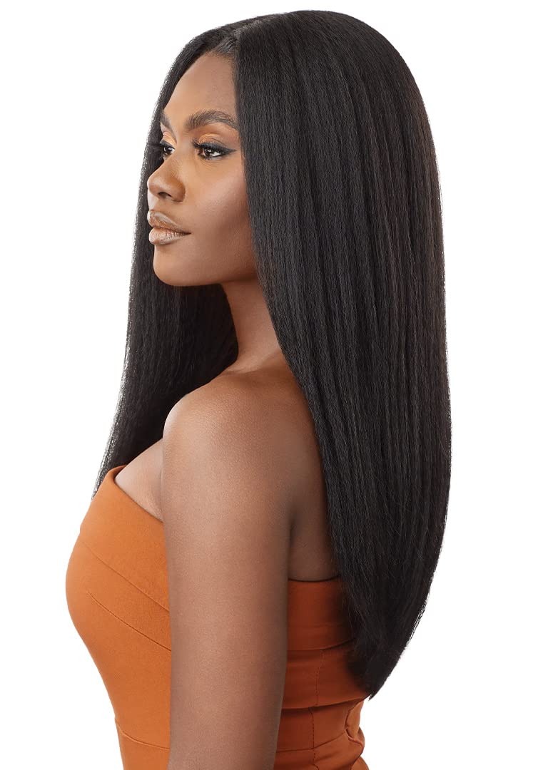 Outre - 5X5 Lace Closure Wig - Human Hair Blend - Kinky Straight 24'' (Platinum Blonde 613)