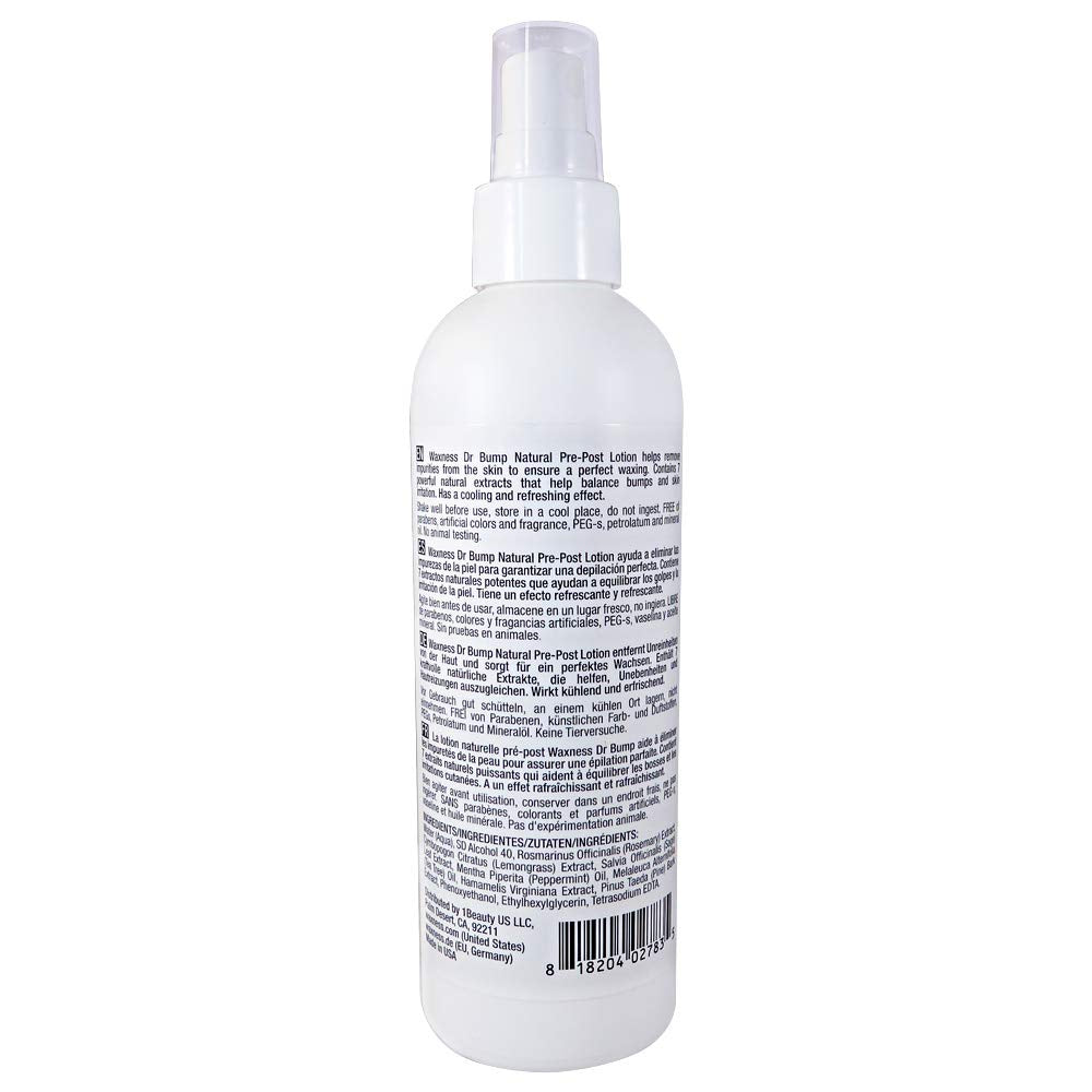 Wax Necessities Waxness Dr Bump Natural Pre Post Lotion with Peppermint Sage Rosemary and Tea Tree 8 Ounces