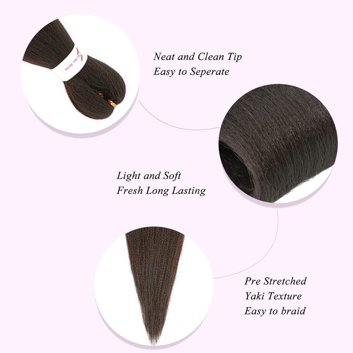 Chocolate Brown Braiding Hair Pre Stretched Synthetic Braiding Hair Extensions Prestretched 3Pcs 26Inch Yaki Texture Dark Brown