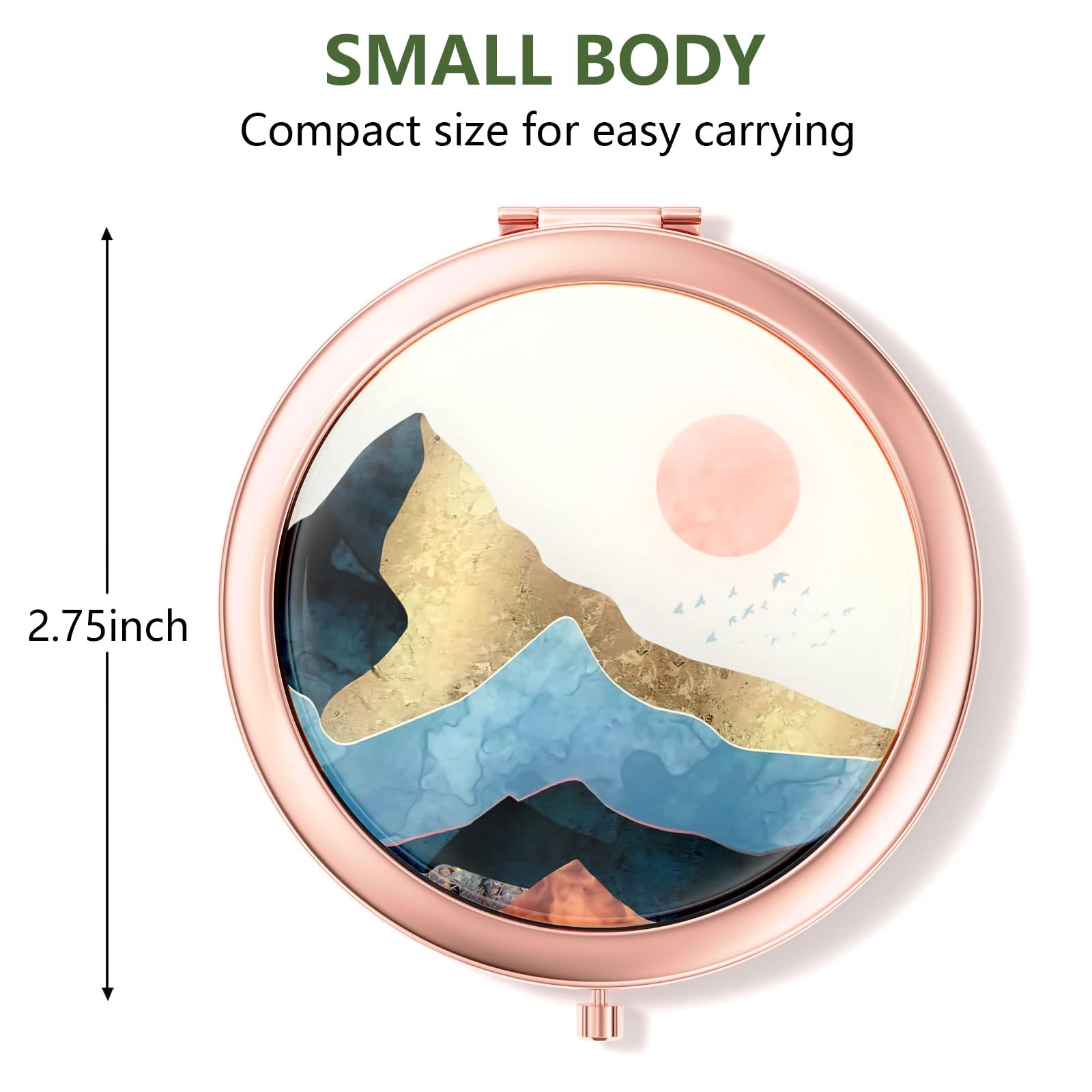 Nipichsha Compact Mirror, Pocket Travel Makeup Mirror, 2X/1X Magnification Compact Mirror, Small Folding Portable Handheld Mirro