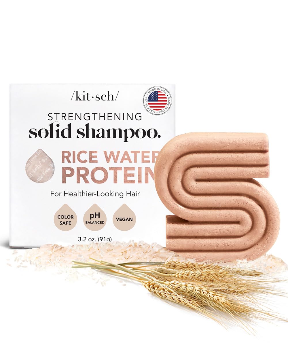 Kitsch Rice Water Shampoo Bar For Hair Growth  Rice Shampoo Bar For Strengthening Weak Or Damaged Hair  Made In Usa  Holiday Gif