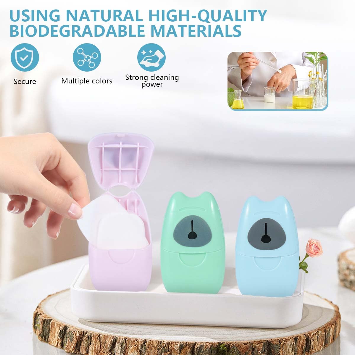 Kiseer 3 Boxs (150 Sheets) Mini Portable Travel Soap Paper Sheets Disposable Hand Washing Bath Scented Paper Soap For Outdoor, C