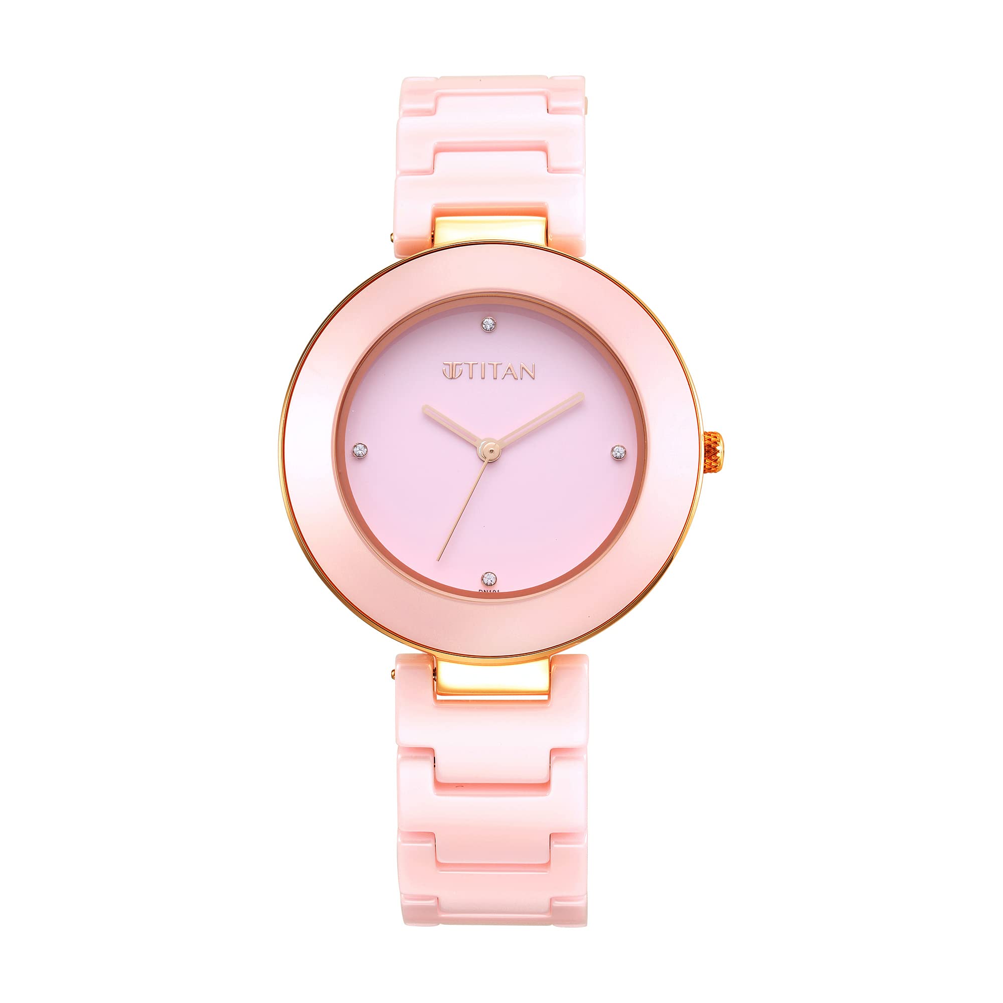 Titan Women Ceramic Analog Pink Dial Watch-95189Kc04, Band Color-Pink, Light Pink Ceramic, Light Pink Ceramic