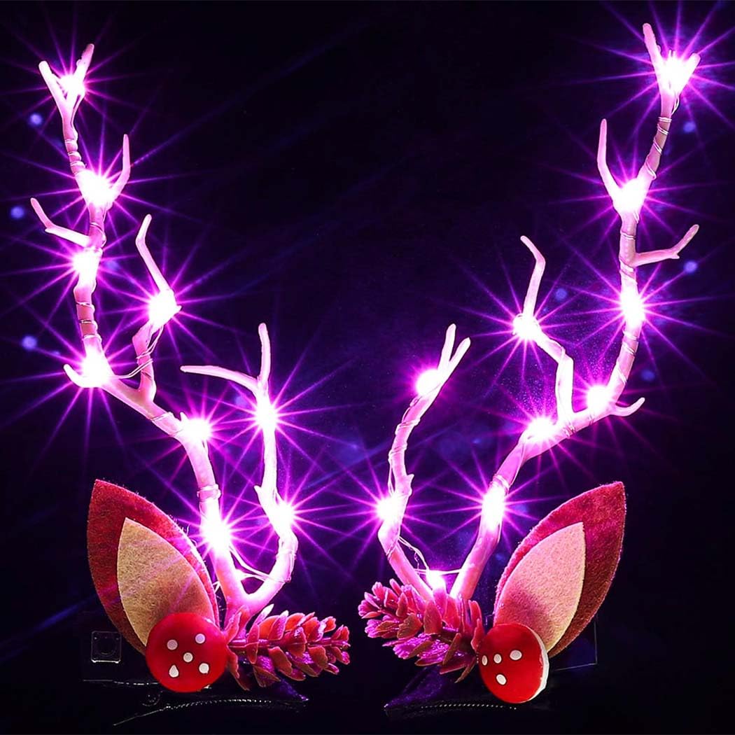 BARTOSI Light Up Christmas Hair Clips Reindeer Antlers Xmas Hairpins Hair Accessories for Women and Girls (Pack of 2)
