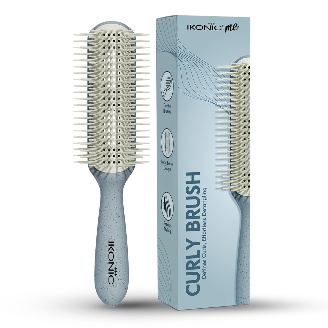 Ikonic Me Curl Hair Brush Ikm3019 Eco Conscious, Flexible Nylon Bristles For Low Breakage & Effortless Glide, For Thick Section