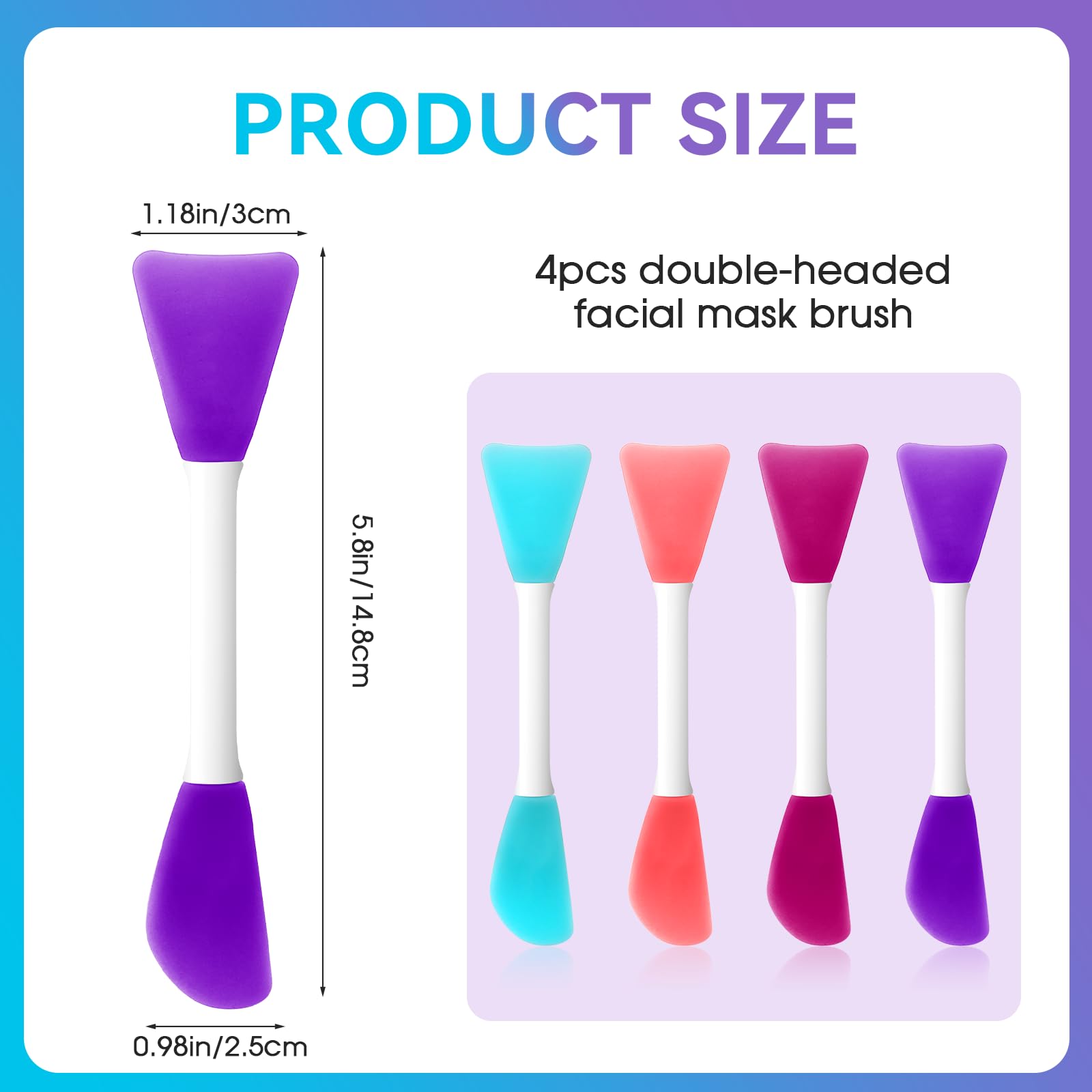 Silicone Face Mask Applicator, 4 Pcs Double-End Mask Brushes For Facial Mud Mixing Spatula Soft Makeup Beauty Brush Tools For Ap
