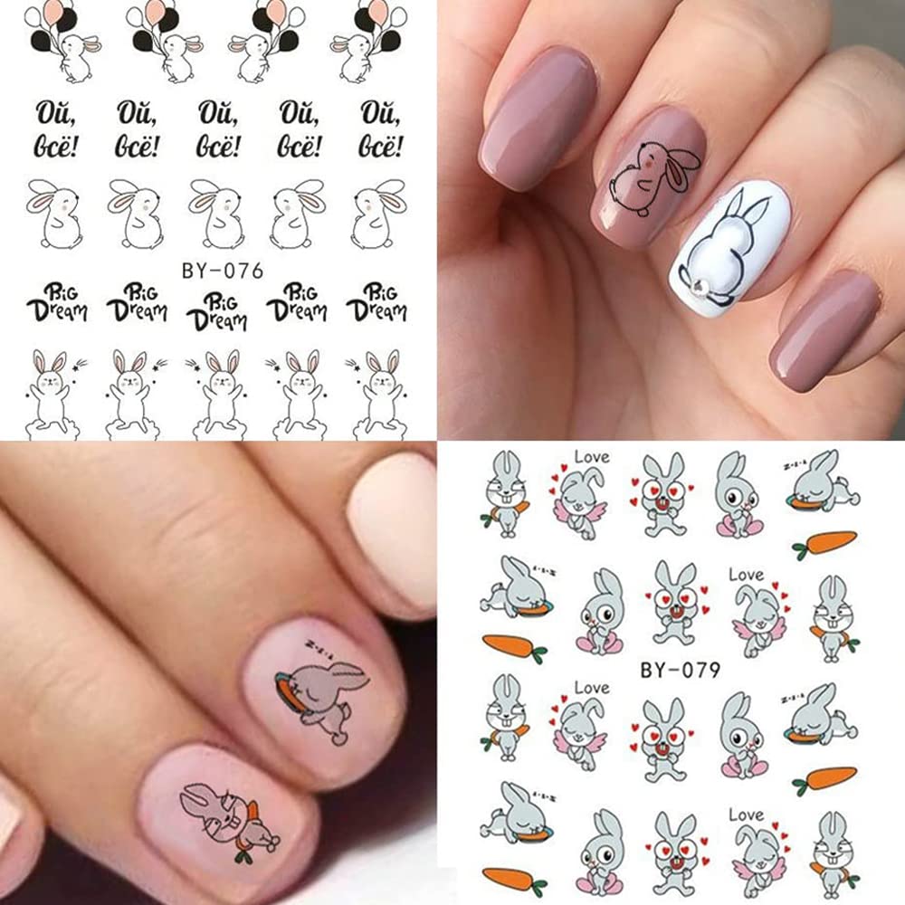 Easter Nail Art Stickers Bunny Water Transfer Nail Decals Nail Art Supplies Holiday Nail Decorations Cartoon Bunny Rabbit Nail S