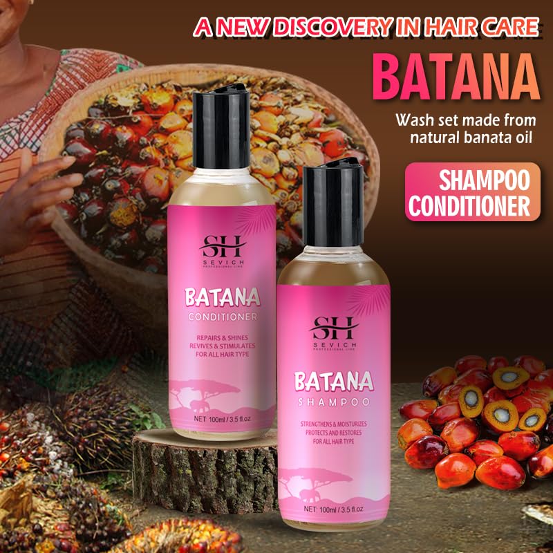 SEVICH Batana Oil Shampoo & Conditioner - 2Pcs 3.5fl Oz Hair Care Set, Repairs Damaged Hair & Nourishes Growth for All Types