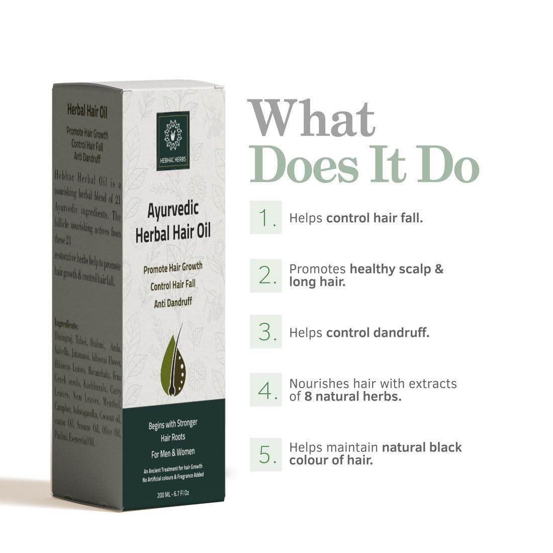Multipurpose Hair Oil with 21 Herbs - Combats Dandruff and Hair Fall for Men and Women (200ml)