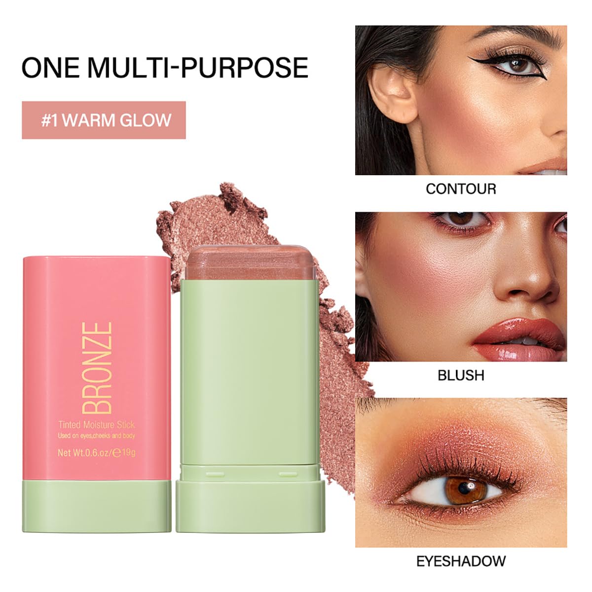 Tiejdhr Multi-Use Makeup Blush Stick, Beauty Tinted Solid Blush Stick,Facial Contouring Highlight & Brighten Face Stick, Waterpr