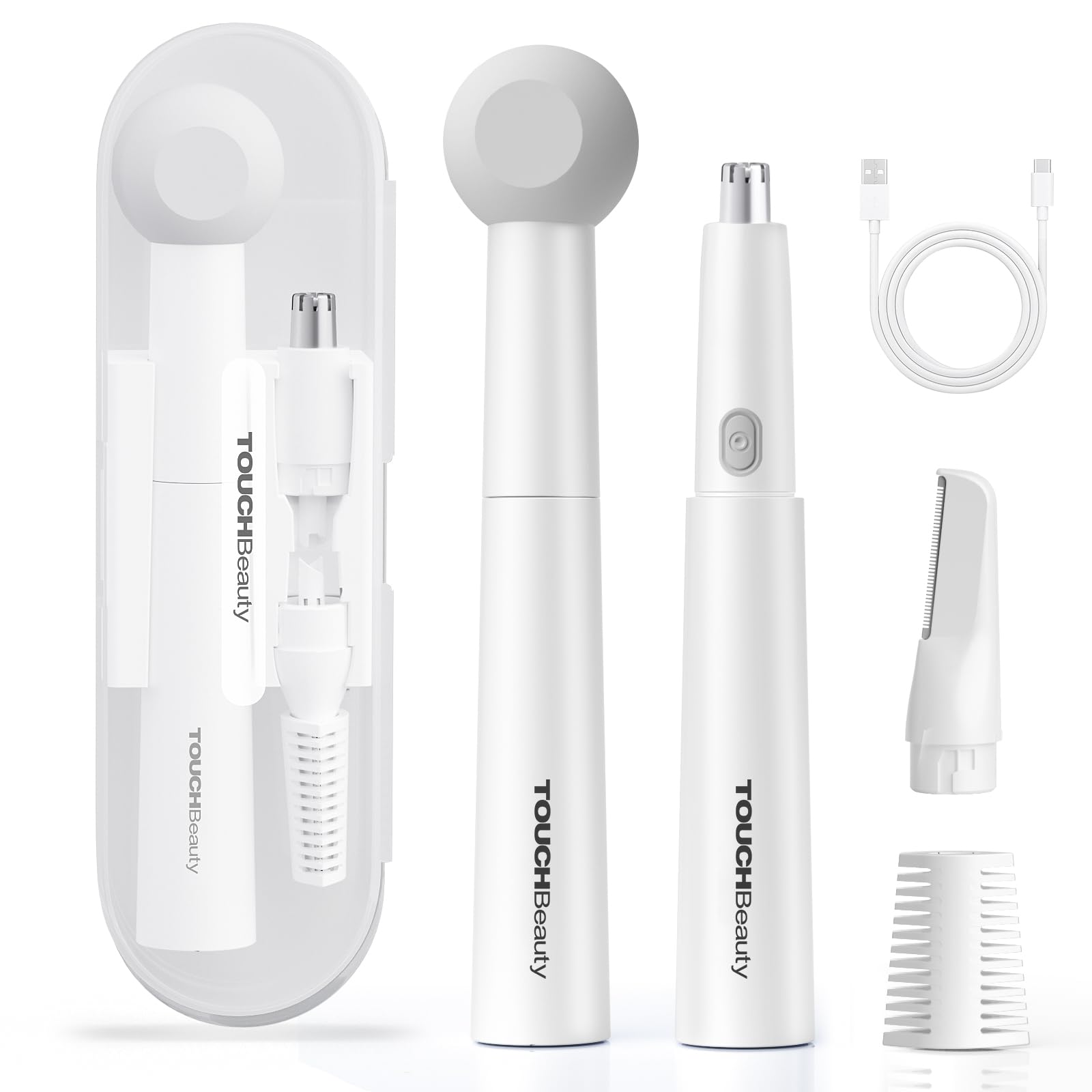 Touchbeauty Ear And Nose Hair Trimmer For Women-2024 Upgraded All-In-One Facial Hair Trimmer With 11,000 Rpm Powerful Motor, Rec