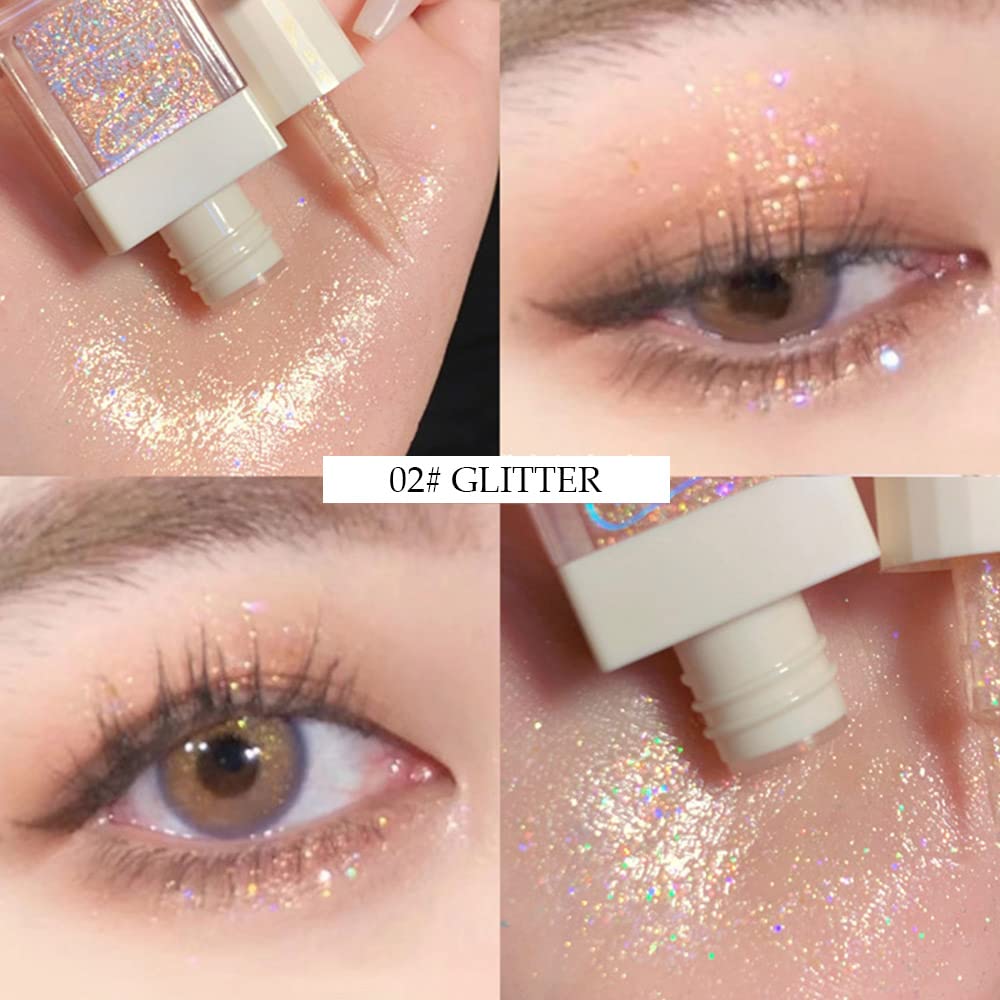 Waterproof Liquid Glitter Eyeshadow Eyeliner Makeup.Fairy Eye Shadow Iridescent Pearl Peach Gold Eyeshadow Liquid Sparkly Eye Li
