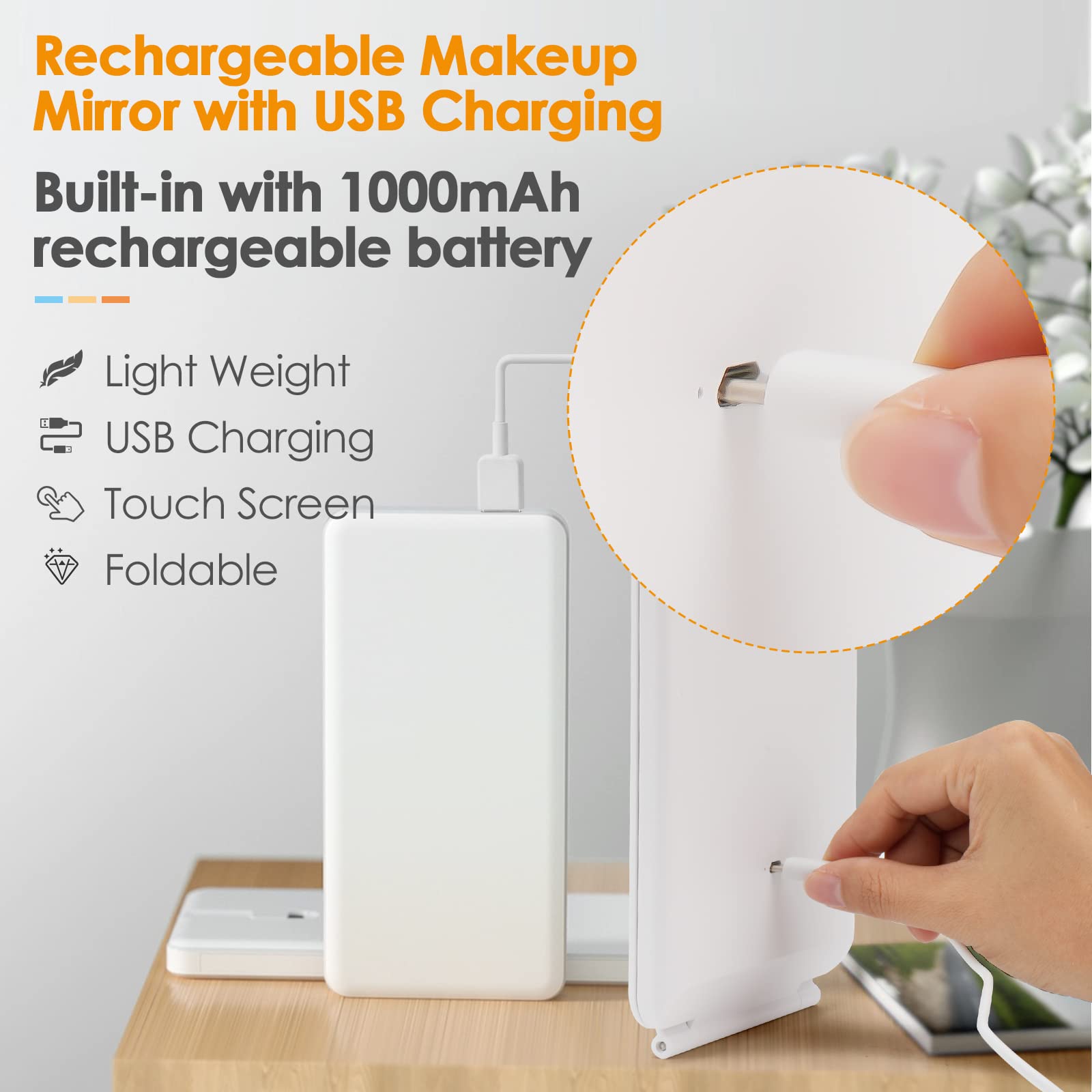 Rechargeable Travel Makeup Mirror 72 Led Lighted Makeup Mirror Travel Mirror Compact Slim Led Vanity Mirror With Lights Lighted