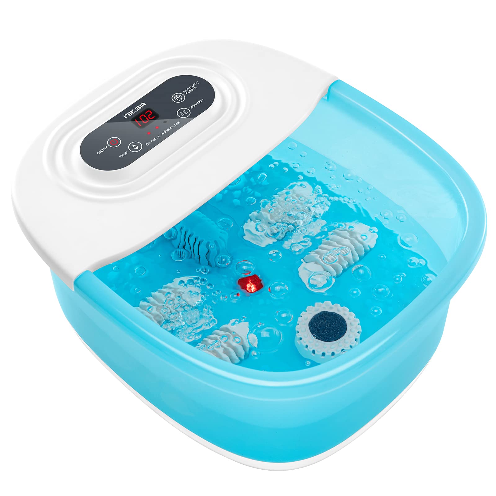 Niksa Foot Spa Bath Massager With Heat, Bubbles, Vibration And Red Light,4 Massage Roller Pedicure Foot Spa Tub For Feet Stress