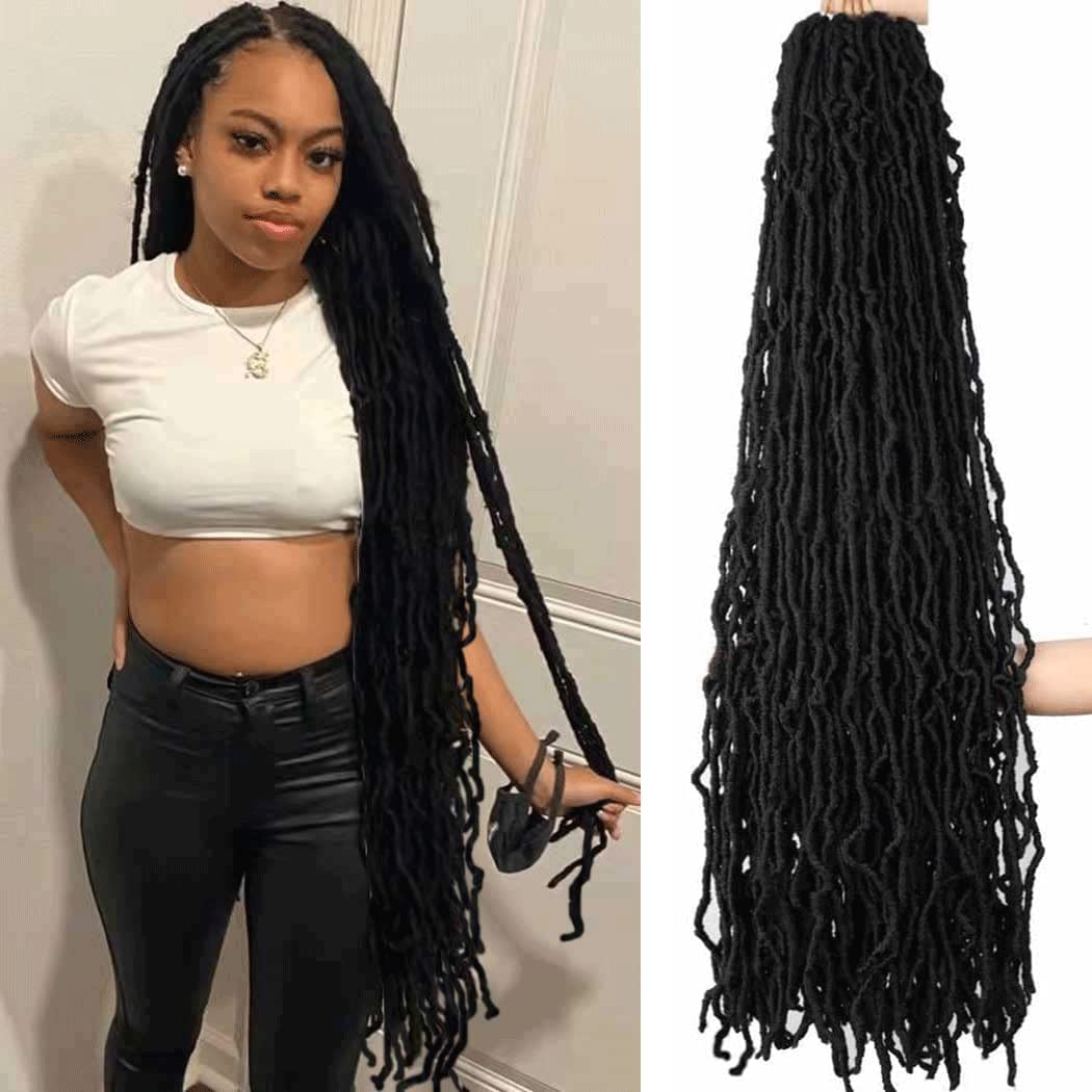 6 Packs 36 Inch Soft Locs Crochet Hair Pre Looped Long Faux Locs Crochet Braids Goddess Locs Dreadlocs Synthetic Hair For Black