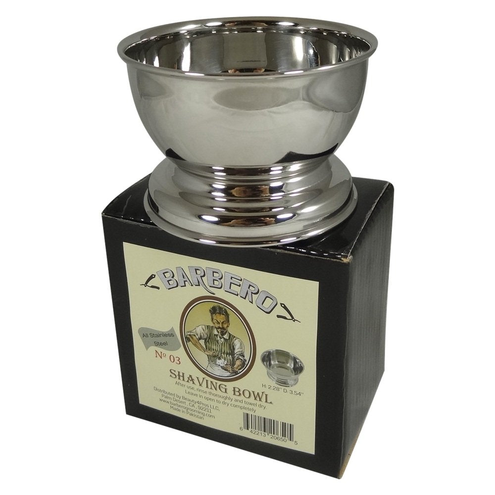 Barbero Deluxe Stainless Steel Shaving Bowl For Shaving Soap