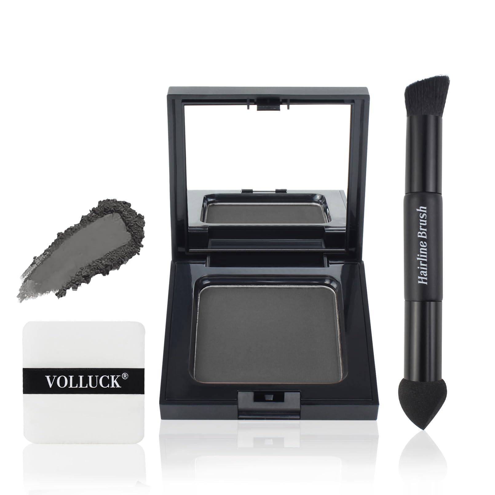 VOLLUCK Root Touch up Powder, Long-lasting Gray Hair Cover up Powder for All Hair Types, Waterproof for Women and Men (Black, 0.