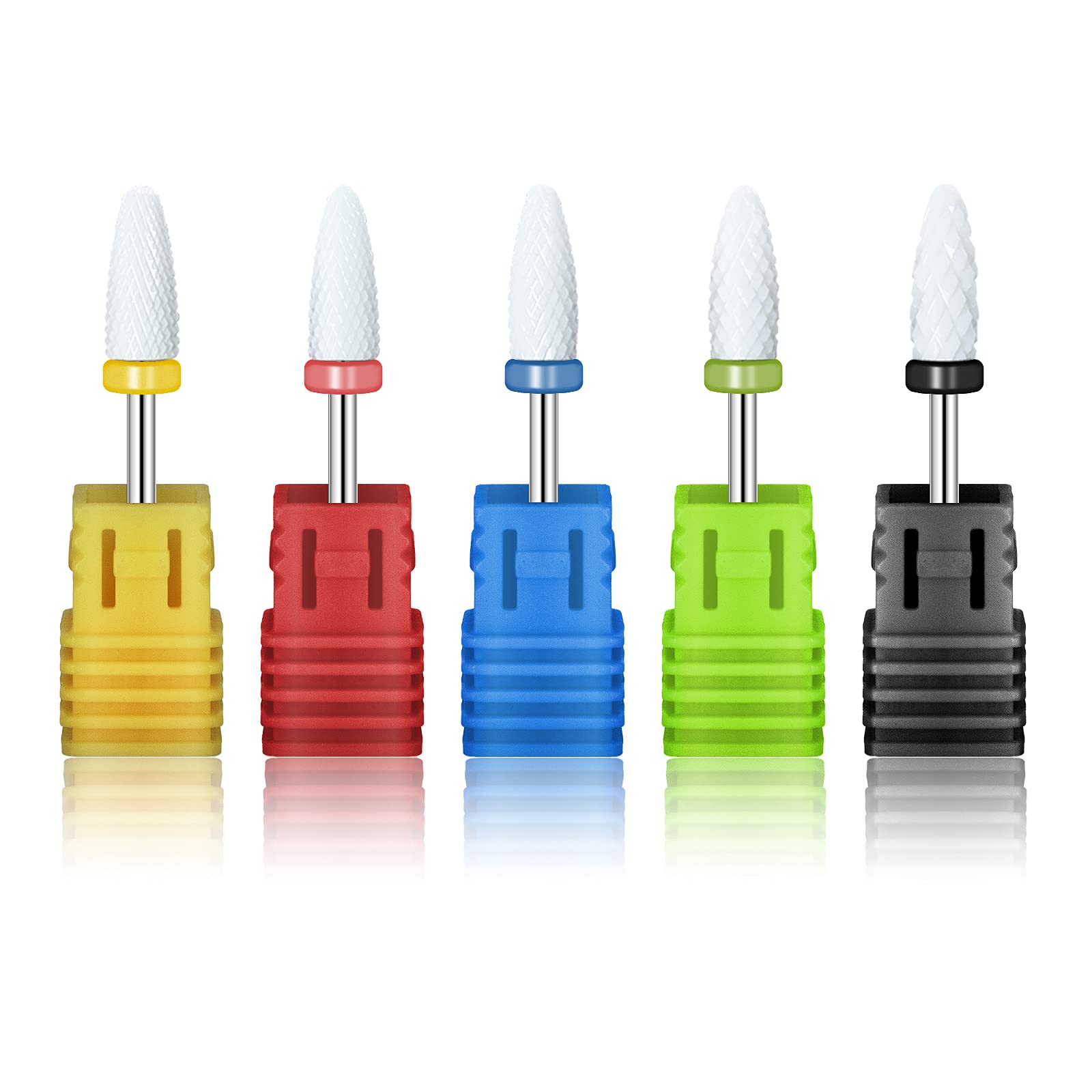 Ceramic Nail Drill Bits Set 5pcs- 3/32''(2.35) Professional Electric Efile Nail Drill Bits with Holder for Manicure Pedicure Cut