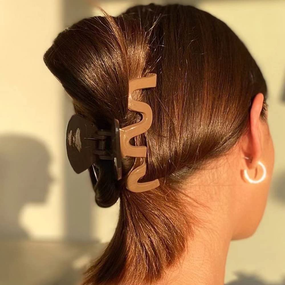 Bmobuo Hair Clips 4Pcs Wavy Neutral Hair Clips Hair Claw Clips 3.5'' Matte Hair Clips Claw Clips For Thick Hair Clips For Thin H