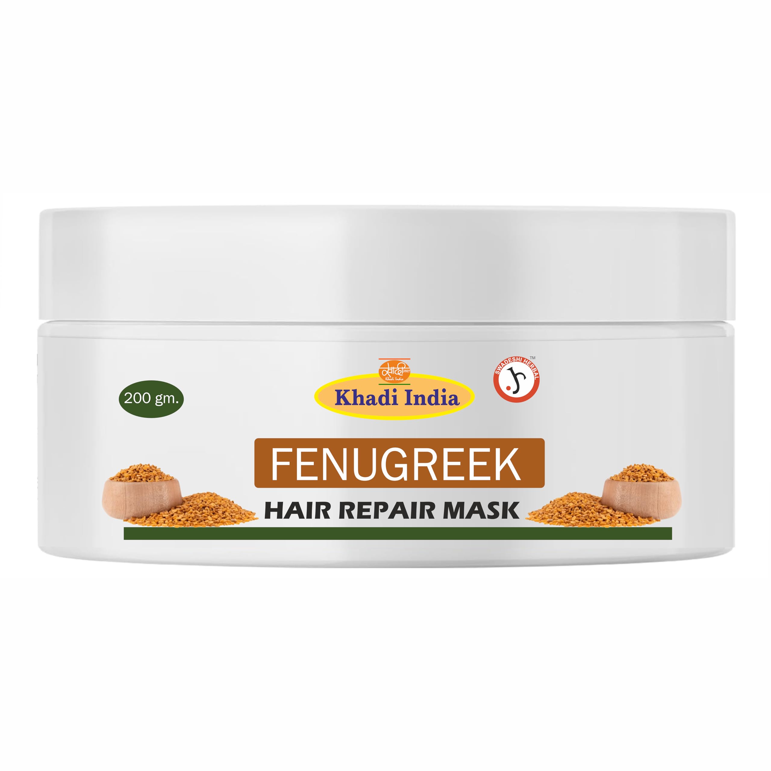 Khadi Herbal And Natural Fenugreek & Ayurvedic Herb Hair Mask For Growth, Strength, And FrizzFree Shine 200Ml