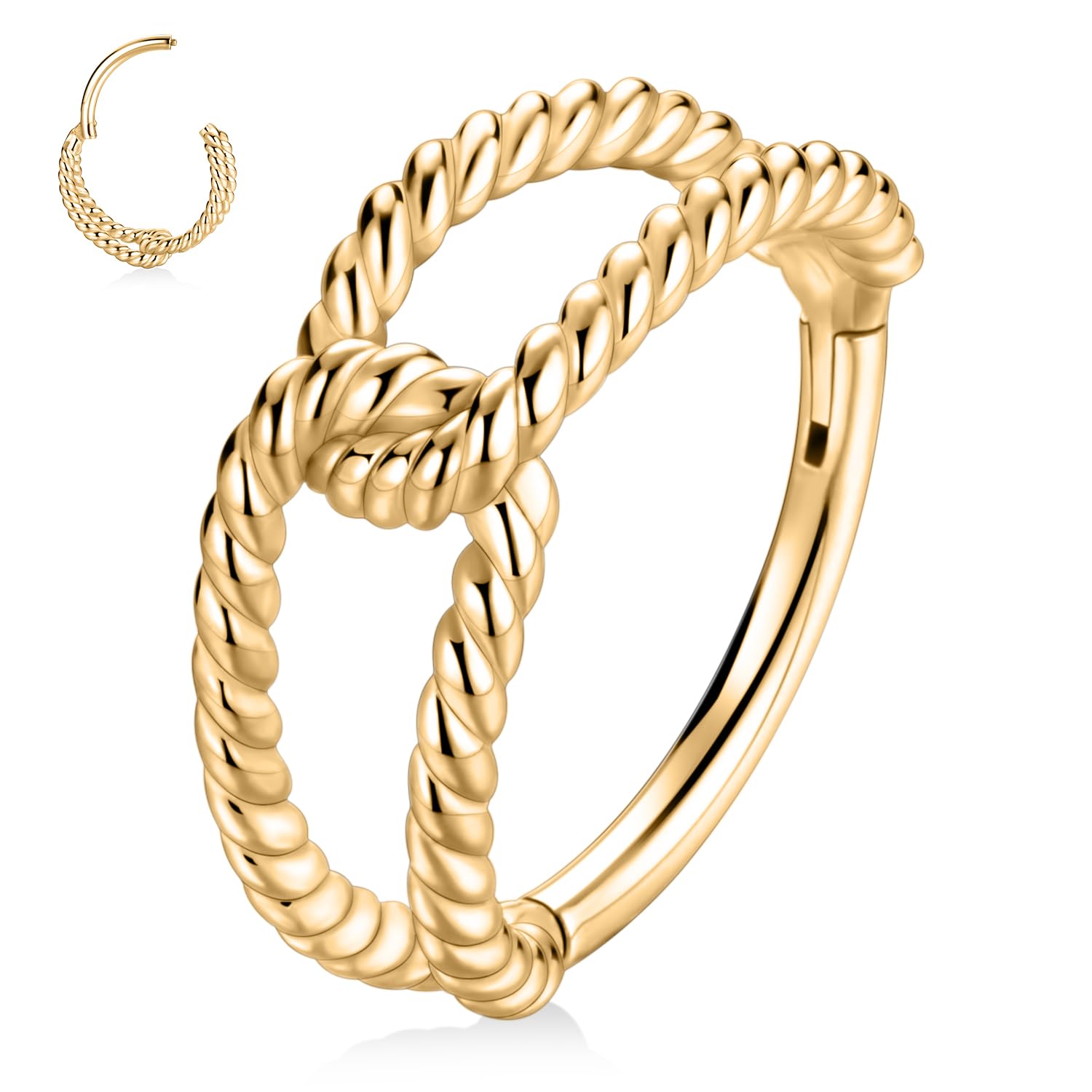 PEAKLINK Double Nose Hoop Ring 16G Cartilage Earring Gold Helix Piercing Jewelry Conch Hoop Earring Conch Piercing Jewelry Septu