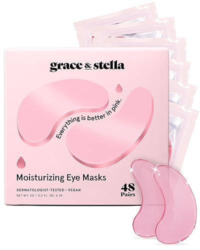 Award Winning Under Eye Mask (Pink, 48 Pairs) Reduce Dark Circles, Puffy Eyes, Undereye Bags, Wrinkles - Gel Under Eye Patches,