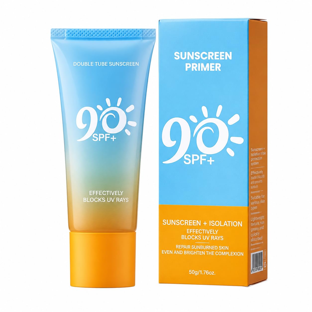 Broad Spectrum SPF 90+ Sunscreen for Face & Body, Double Tube Lotion