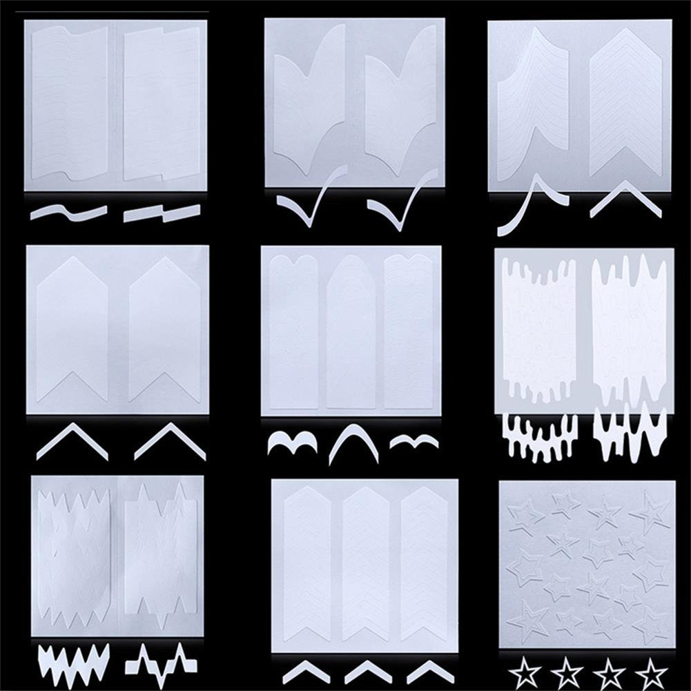 Wokoto 24 Sheets French Nail Stickers For Women Heart Shape Star Wave Smile Shapes Image French Tip Guides Stickers With 1 Pcs A