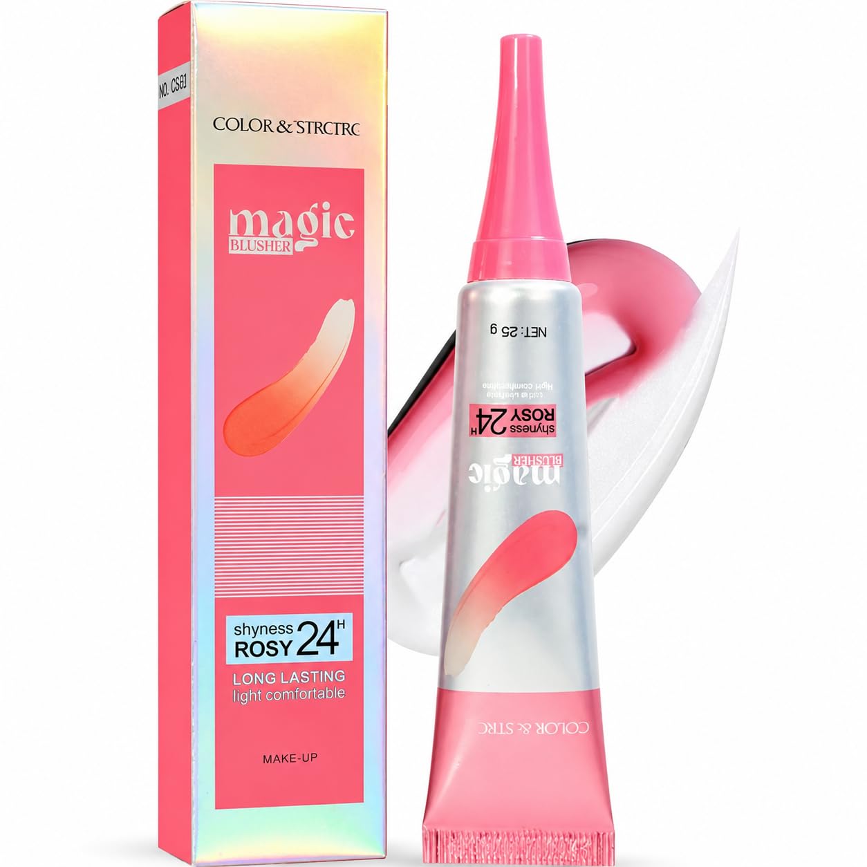 Magic Liquid Blusher Rosy 24H Long Lasting Blush Tint, Lightweight Natural Dewy Finish, Waterproof & Smudge Resistant Cheek Colo