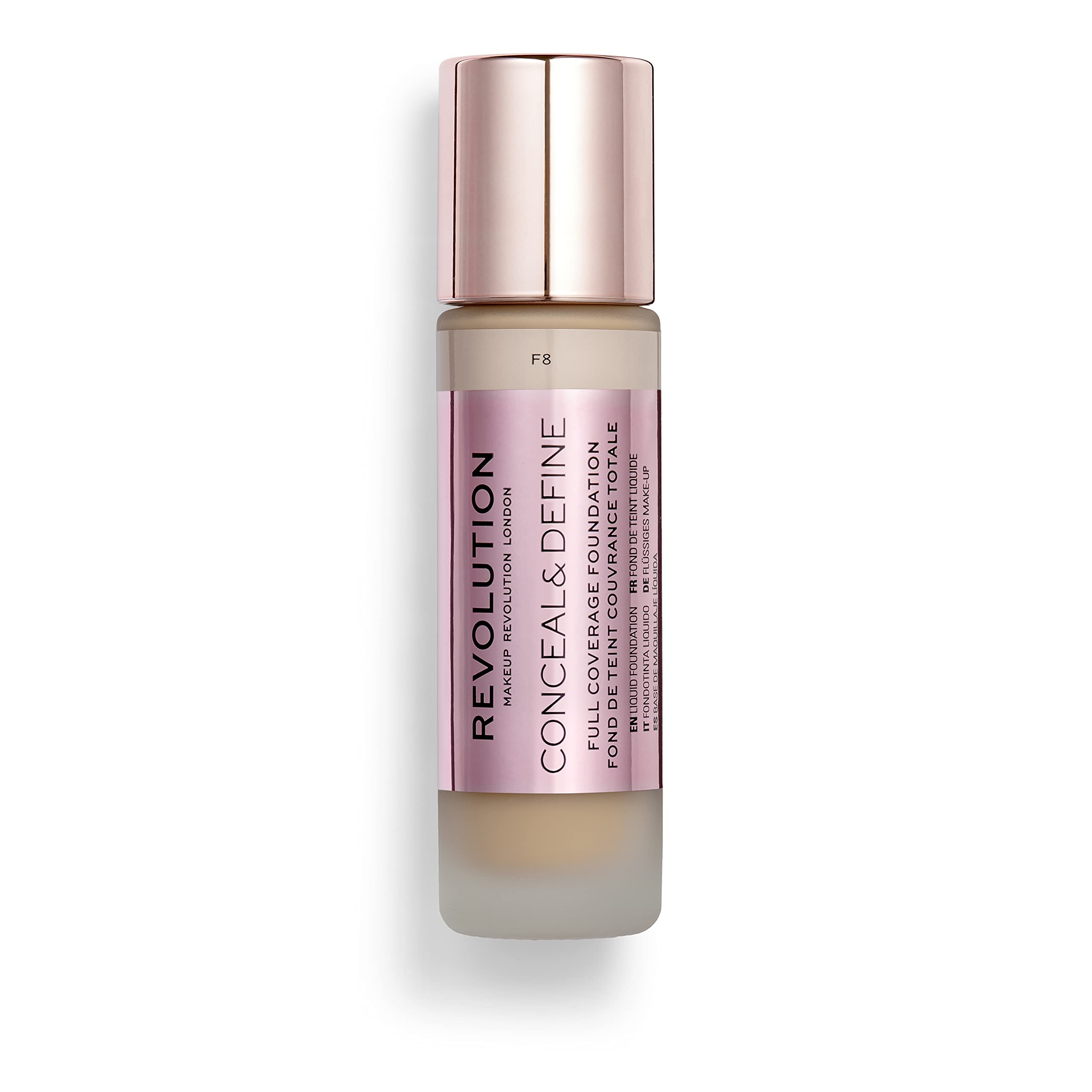 Makeup Revolution Conceal & Define Foundation, Cream Foundation Makeup, Full Coverage, For Light/Medium Skin Tones, Vegan & Crue