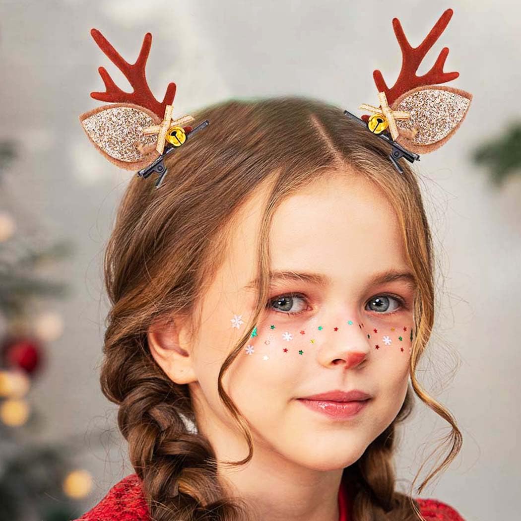 Bartosi Christmas Reindeer Antlers Hair Clips Deer Antler Hair Clip Xmas Hairpin Christmas Holiday Hair Accessories For Women An