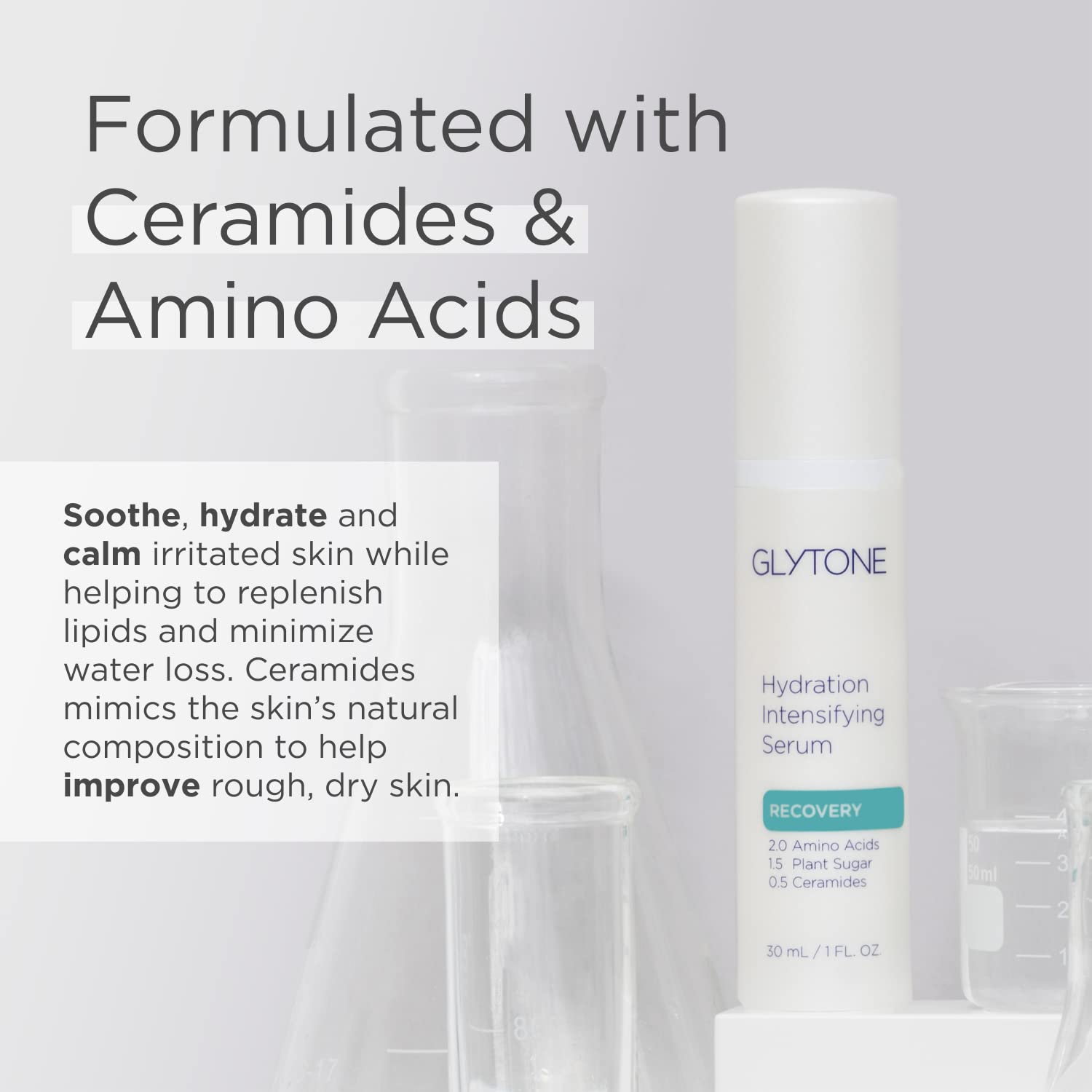 Glytone Hydration Intensifying Serum - Ceramides & Amino Acids - Hydrate & Restore Lipid Barrier - Matte Serum - Fragrance & Par