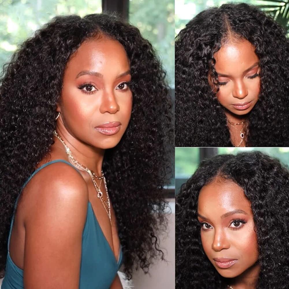 4Girl4Ever 30 Inch V Part Human Hair Wig For Black Women Upgrade U Part Wig Human Hair Kinky Curly Brazilian Virgin Hair Glueles