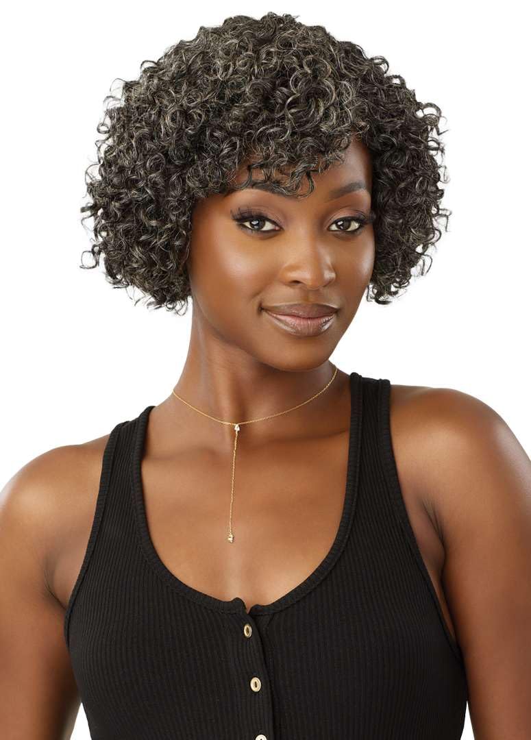 Outre Fab & Fly Full Cap Wig Gray Glamour - Human Hair - Randy (NATURAL BLACK)