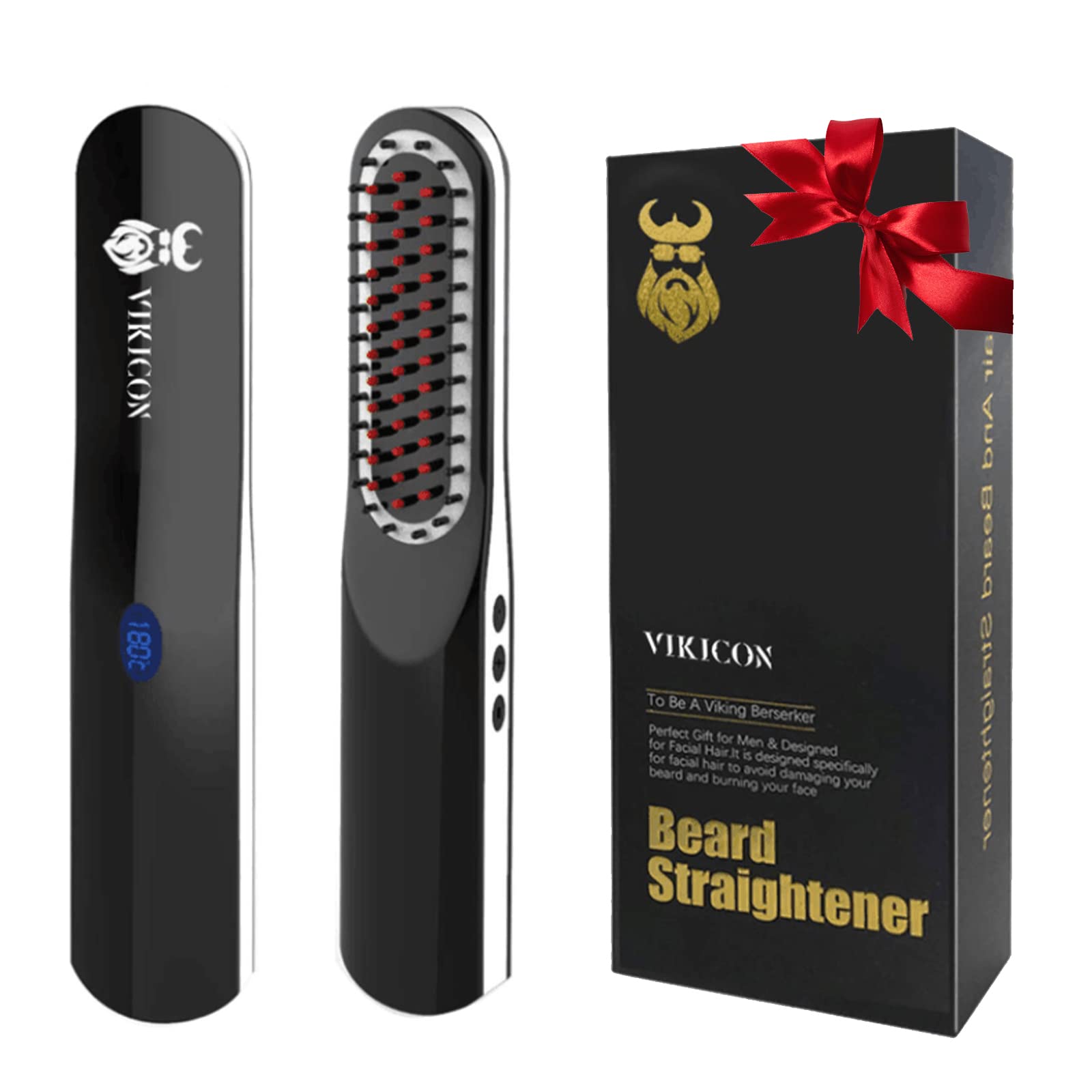 Beard Straightener, Beard Straightening Comb with Cordless/Mini Sized/Auto Shut Off for Traveling, Home, Dating, Great Gift for 
